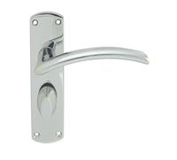 Lever on Backplate Door Handle Set Contemporary Interior Lever Handle with Rectangular Backplate for UK Residential and Commercial Use (Bathroom, Polished Chrome, Boxed)