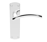 Lever on Backplate Door Handle Set Contemporary Interior Lever Handle with Rectangular Backplate for UK Residential and Commercial Use (atch, Polished Chrome, Boxed)