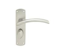 Lever on Backplate Door Handle Set Contemporary Interior Lever Handle with Rectangular Backplate for UK Residential and Commercial Use (Bathroom, Satin Chrome, Boxed)