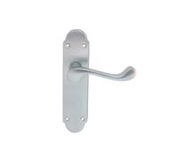 Lever on Backplate Door Handle Set Contemporary Interior Lever Handle with Solid Backplate Design for UK Residential and Commercial Use (Latch, Satin Chrome)