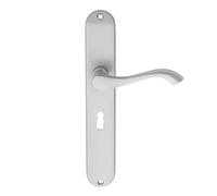 Lever on Backplate Door Handle Set Contemporary Interior Lever Handle with Solid Design for UK Residential and Commercial Use (Lock Profile, Satin Chrome, 240mm x 40mm Backplate)