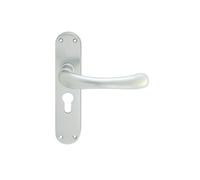 Lever on Backplate Range Contract Quality Internal Door Handle Set with Satin Finish for Residential and Commercial interiors (Euro Profile, Satin Chrome)