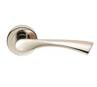 Lever on Rose Solid Zinc Alloy Interior Lever Handle Set with Sleek Contemporary Design for UK Interiors (Polished Nickel, Retail Packaging)