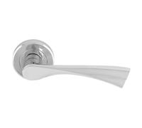 Lever on Rose Solid Zinc Alloy Interior Lever Handle Set with Sleek Contemporary Design for UK Interiors (Polished Chrome, Boxed)