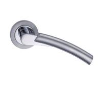 Lever on Round Rose Dual Finish Ultimo Door Handle in Polished Chrome/Satin Chrome from EUROART