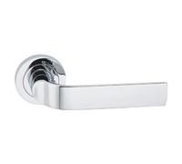 Lever on Round Rose Ouvre Door Handle in Polished Chrome from EUROART