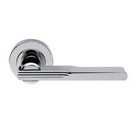 Lever on Round Rose Ronica Door Handle in Satin Nickel from EUROART