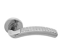 Lever on Round Rose Solid Range In Satin Stainless Steel Polished Stainless Steel Dual Finish - Lever 130 x 65 -Rose 52 x 8 mm Door Handle (Pack) /Ideal for residential and commercial (Door Handle)