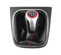 Lever Stick Pen Handle Head For VW For Golf 5 6 R32 For GTI For GTD MK5 MK6 For Jetta For Scirocco With Leather Gaiter Boot Cover Collar MT 5/6 Speed Gear Shift Knob Car Gear Shift Knob(6 Speed)