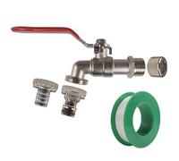 Lever Tap Kit - Zinc Outdoor Tap with QuickConnect Outlet and Hose Barb - 1/2 to 3/4 BSP Thread Reducer PTFE Tape Included - Garden Hose Irrigation Watering Tap Replacement Hozelock Gardena Compatible