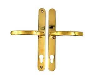 Lever UPVC Multipoint Door Handles, 92mm PZ, 240mm Screw Centres, 270mm Backplate, Sprung Mechanism, Replacement Handle Set (Brass)