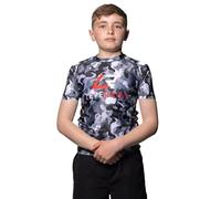 Leverage Kids BJJ MMA Rash Guard - Jiujitsu, NoGi, Swimming Shirt, Diving Top, Rashvest, Boys Gift (UK, Age, 6 Years, 9 Years, Regular, Greyscale Camo)