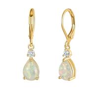 Leverback Opal Dangle Drop Earrings For Women Girls Gold Plated Teardrop Earrings Beaded Hoop Earrings for Women (A, One Size)