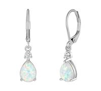 Leverback Opal Dangle Drop Earrings For Women Girls Gold Plated Teardrop Earrings Beaded Hoop Earrings for Women (B, One Size)