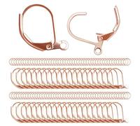 Leverback Rose Gold Plated French Earring Hooks with Loop 200PCS Hypoallergenic Dangle Ear Wire with Jump Rings for Jewelry Making