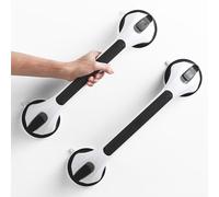 LEVERLOC Shower Grab Rails 2 Packs, 43 CM Suction Grab Bar for Bathtub, MAX Hold 110 KG Shower Handle for Senior, Bathroom Safety Grip for Elderly, Heavy Duty, No Drilling & Removable Handrail, Black