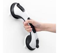 LEVERLOC Shower Grab Rails, 31 CM Suction Grab Bar for Bathtub, MAX Hold 110 KG Shower Handles for Senior, Bathroom Safety Grip for Elderly, Heavy Duty, No Drilling & Removable Handrail, Black