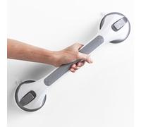 LEVERLOC Shower Grab Rails, 43 CM Suction Grab Bar for Bathtub, MAX Hold 110 KG Shower Handles for Senior, Bathroom Safety Grip for Elderly, Heavy Duty, No Drilling & Removable Handrail, Grey