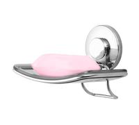 LEVERLOC Soap Dish for Shower, 5 KG Strong Soap Holder Suction Cup, Wall Mounted Stainless Steel Soap Holder & Sponge Caddy for Bathroom Sink Holder, Drill-Free & Waterproof