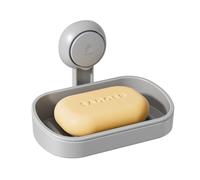 LEVERLOC Soap Dish for Shower, Max Hold 3 KG Suction Soap Holder for Bathroom, Bathtub, Wall Mounted, Waterproof, Drill-Free, Removable Suction Shower Organizer, Sponge Sink Holder, Plastic In Grey