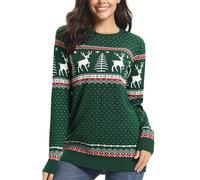 Leversic Christmas Sweater for Women Winter Jumper Xmas Reindeer Knitted Winter Pullover Crew Neck Snowflake Soft Winter Xmas Top(Polka Dot - Green,M)