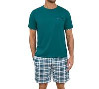 Leversic Mens Short Pyjamas Plaid Pjs Set 2 Pieces Summer Sleepwear Set For Men Short Sleeve Pyjama Tops and Pj Bottoms Sleepwear Cobalt Blue,3XL