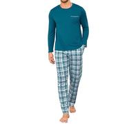 Leversic Mens Winter Pyjamas Long Sleeve Plaid Pjs 2 Pieces Cotton Long Pajama Set for Men Round Neck Sleepwear S-3XL(Cobalt Blue,M)