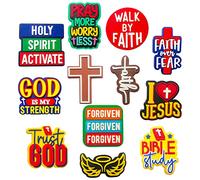Leverzo 12 Christian Shoe Charms Accessories & Pins - Gifts for Women, Teens, Girls, Boys & Adults | Jesus Shoe Charms for Bubble Slides for Church, Birthday Gift, Rubber, No Gemstone