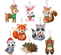 Levfla 8PCS Woodland Felt Forest Animals Spring Plush Hanging Decorations Double-Sided Design for Woodland Nursery Baby Shower Party Supplies Holiday Christmas Tree Table Centerpieces