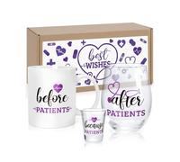 Levfla Before Patients After Patients Set Nursing Gifts 11 oz Coffee Mug 18 oz Stemless Wine Glass 2 oz Shot Glass for Doctor's Day Pediatrician Physician Graduation Birthday Nurse Week Gifts (Purple)