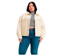 Levi's Womenss Levis Plus 90s Sherpa Trucker Jacket in Cream Cotton - Size UK 22-24
