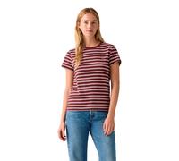 Levi's Women's The Perfect Tee Striped Chesthit Logo T-Shirt, Trudy Stripe Chocola, XS