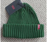 LEVI STRAUSS Bottle Green Dockyard BEANIE HAT UNISEX Cotton MADE ITALY LEVI'S