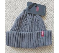 LEVI STRAUSS Grey Ribbed Dockyard BEANIE HAT UNISEX Cotton MADE ITALY LEVI'S