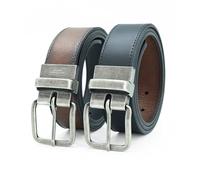 Levi Strauss Signature - Premium Leather Reversible Belt for Men for Jeans, Work, Dress & Casual pants | Cinturon Para Hombre, Brown / Black / Silver Buckle, 40