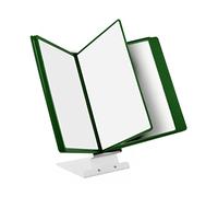 LEVIATAN A4 Desk Display Panel System - 10 Presentation Panels with Heavy Metal Base - Rotating Document Display for Office, Workshop & Reception - Green