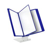 LEVIATAN A4 Desk Display Panel System - 10 Presentation Panels with Heavy Metal Base - Rotating Document Display for Office, Workshop & Reception - Blue
