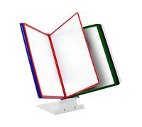 LEVIATAN A4 Desk Display Panel System - 10 Presentation Panels with Heavy Metal Base - Rotating Document Display for Office, Workshop & Reception - Multicolour