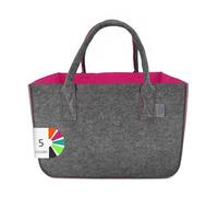 LEVIATAN Felt Bag Shopper Large 30 Litre Shopping Bag XXL Foldable Shopping Basket Firewood Bag Clothes Basket Toy Bag Dark Grey/Raspberry Colour