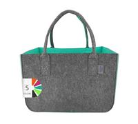 LEVIATAN Felt Bag Shopper Large 30 Litre Shopping Bag XXL Foldable Shopping Basket Firewood Bag Clothes Basket Toy Bag Dark Grey/Turquoise