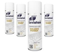Leviatan Golden Power Air Duster Can, 4 x 400ml - Compressed Air Spray for Electronics Cleaning, Keyboards, Computers, Cameras, Mobile Phones - with Extension Nozzle
