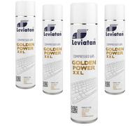 Leviatan Golden Power Air Duster Can, 4 x 600ml - Compressed Air Spray for Electronics Cleaning, Keyboards, Computers, Cameras, Mobile Phones - with Extension Nozzle