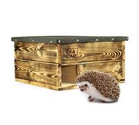 LEVIATAN - Hedgehog house with wooden base, year-round house, weatherproof, Ready-to-Use, No Assembly Required, perfect for the garden, winter quarters, Burnt wood.