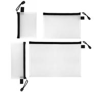 LEVIATAN Set of 4 Transparent Zip Bags A4, A5, A6 and 85 x 210 - Plastic Zip Wallets - Waterproof EVA Pouch for Documents, Stationery & Cosmetics