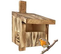LEVIATAN Turdus Bird Nesting Box Robin Red Tail | Solid Wood Screwed | Ready-to-Use, No Assembly Required | Nesting Box for Birds | Half Cave for Garden Redtail | Bird House Weatherproof