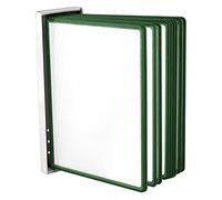 LEVIATAN Wall Display Panel System A4 - 10 Durable Presentation Panels with Metal Wall Mount - Space-Saving Document Display for Office, Warehouse & Production - Green