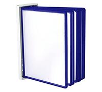 LEVIATAN Wall Display Panel System A4 - 10 Durable Presentation Panels with Metal Wall Mount - Space-Saving Document Display for Office, Warehouse & Production - Blue