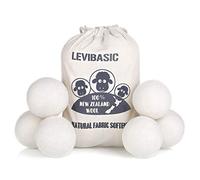 LEVIBASIC Wool Dryer Balls Xl, 3" Genuine New Zealand Wool To Core, 100% Organic Fabric Softener Alternative, Baby Safe & Chemical Free, Reduce Wrinkles & Shorten Drying Time 10 oz White-6pcs