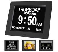 Levick Digital Day Date Time Clocks for Seniors Extra Large Calendar Dementia of the Week Clock 8 Alarms Reminder Elderly Memory Loss Impaired Vision Alzheimer’s (8-inch black) (8009 SD