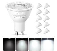 Levidon GU10 LED Bulbs Dimmable, 4.9W LED GU10 Bulbs Dimmable, Cool White 6500K, 50W Halogen Spotlight Equivalent, 220-240V 38° Beam Angle Energy Saving - Pack of 10